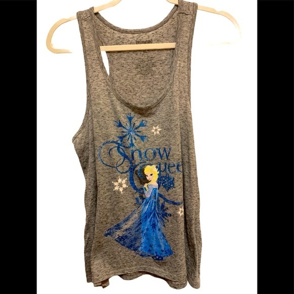 Disney’s Snow Queen Metallic Blue Tank Top Racer Back Size Large - Picture 1 of 4